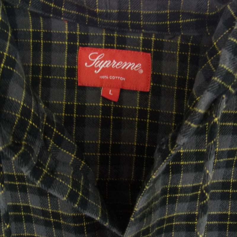 Supreme シュプリーム 22SS Mini Plaid Hooded Shirt ミニ プレイド フーデッド フランネル 長袖 シャツ ブラック系 L【美品】【中古】