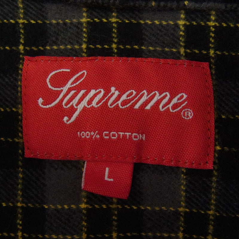 Supreme シュプリーム 22SS Mini Plaid Hooded Shirt ミニ プレイド フーデッド フランネル 長袖 シャツ ブラック系 L【美品】【中古】