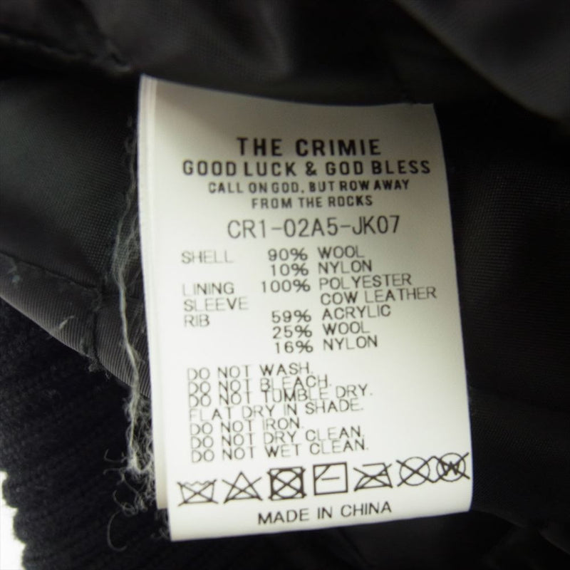 CRIMIE クライミー 18AW CR1-02A5-JK07 WESTERN AWARD JACKET 袖レザー ウエスタンヨーク アワード スタジャン ジャケット ブラック系 L【中古】