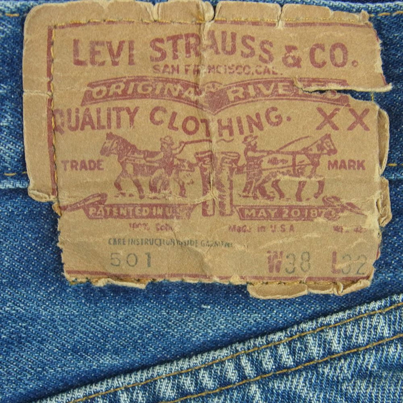 Levi's リーバイス ヴィンテージ オリジナル 66後期 501 ボタン裏刻印6 SMALLe スモールe デニム パンツ インディゴブルー系 W38 L32【中古】