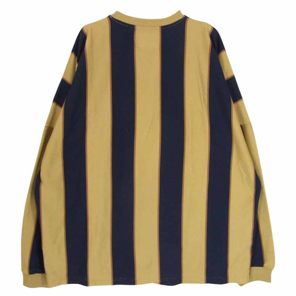 WTAPS ダブルタップス 21AW 212ATDT-CSM35 Stripe LSV T-Shirts ストライプ ロゴ刺繍 長袖 Tシャツ カーキ系 ネイビー系 03【中古】