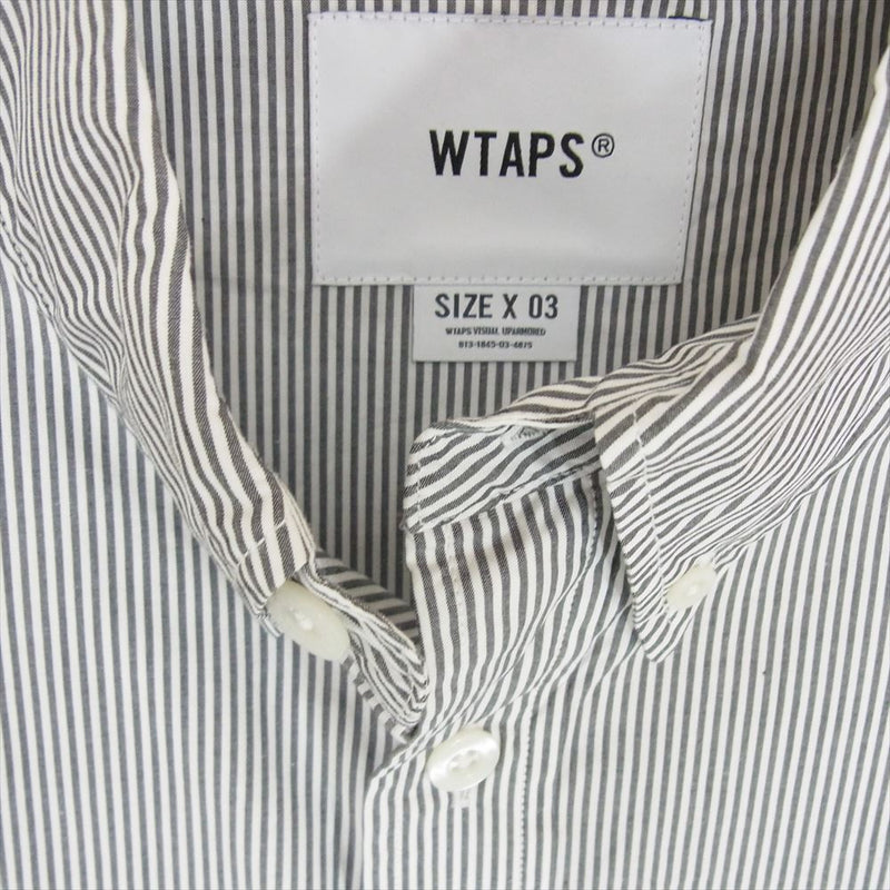 WTAPS ダブルタップス 23AW 232GWDT-SHM03 BROADCLOTH.TEXTILE.PROTECT ブロード ストライプ バックプリント 長袖 シャツ X03【中古】