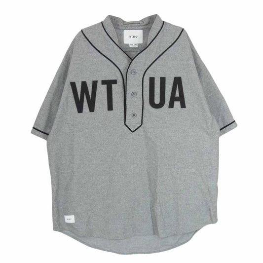 WTAPS ダブルタップス 19SS 191TQDT-SHM03 LEAGUE SS SHIRT リーグ ショートスリーブ シャツ オックスフォード コットン ベースボール プルオーバー 半袖 シャツ グレー系 X03【中古】