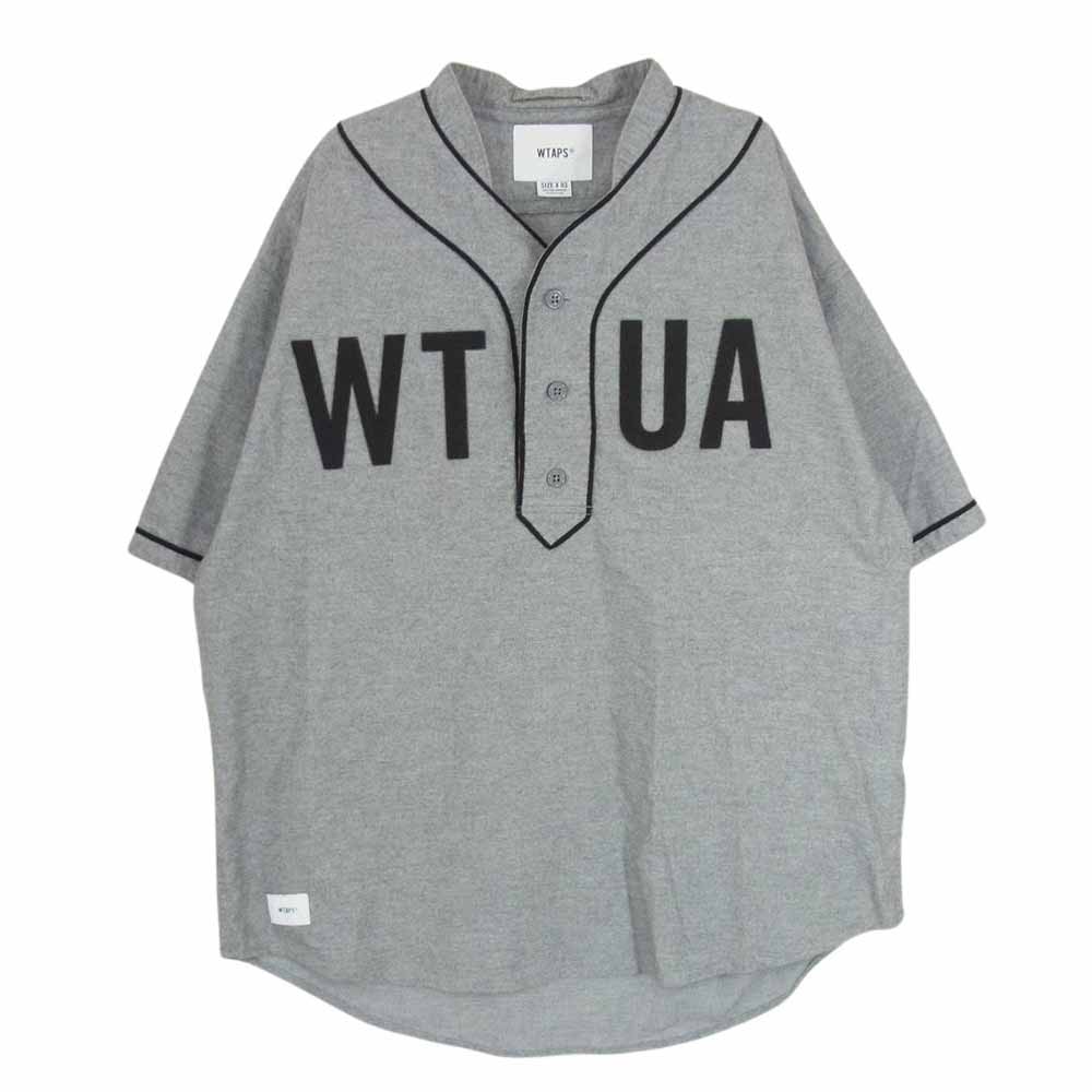 WTAPS ダブルタップス 19SS 191TQDT-SHM03 LEAGUE SS SHIRT リーグ ショートスリーブ シャツ オックスフォード コットン ベースボール プルオーバー 半袖 シャツ グレー系 X03【中古】