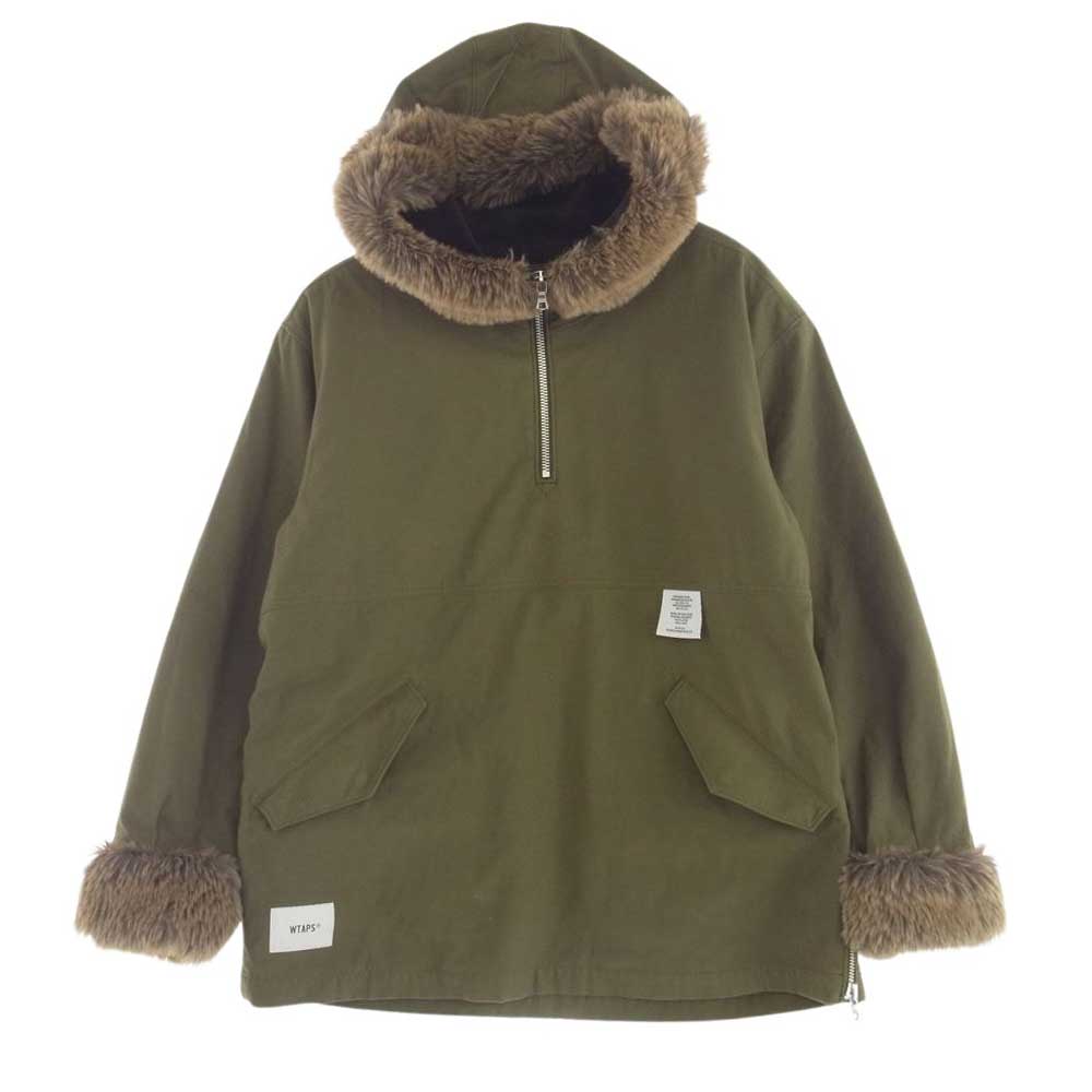 WTAPS ダブルタップス 20AW 202WVDT-JKM04 NARWHAL JACKET NYCO SATIN ノーファル ハーフ ジップ プルオーバー スモック ミリタリー ジャケット カーキ系 X03【中古】