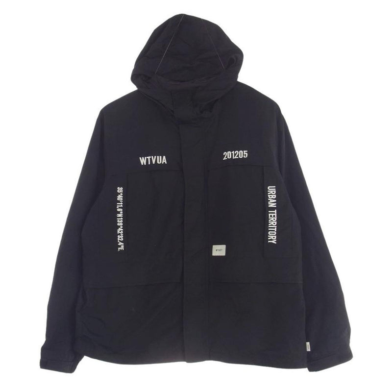 WTAPS ダブルタップス 21SS 211BRDT-JKM02 SHERPA JACKET NYLON. TAFFETA OD シェルパジャケット ナイロンタフタ ロゴ刺繍 マウンテンジャケット マウンテンパーカー ブラック系 X03【中古】