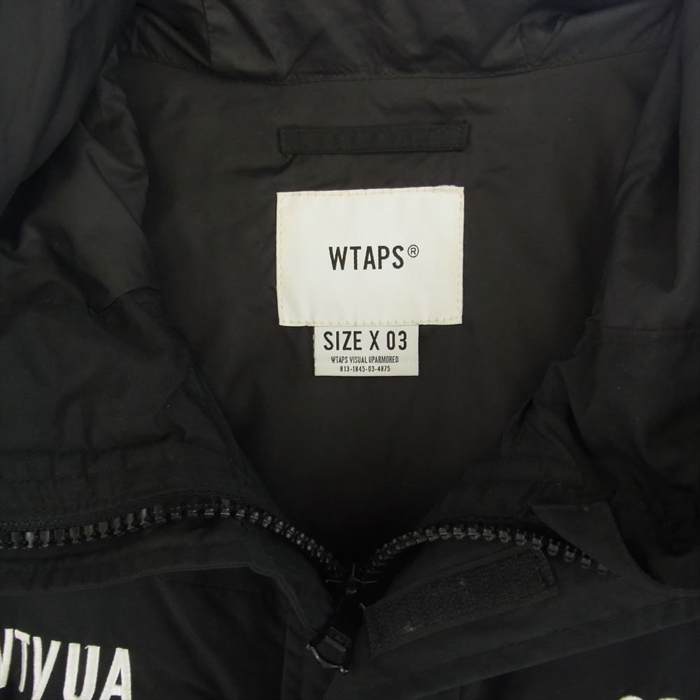 WTAPS ダブルタップス 21SS 211BRDT-JKM02 SHERPA JACKET NYLON. TAFFETA OD シェルパジャケット ナイロンタフタ ロゴ刺繍 マウンテンジャケット マウンテンパーカー ブラック系 X03【中古】