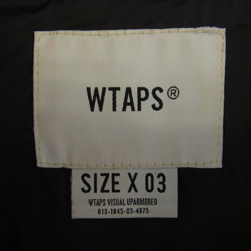 WTAPS ダブルタップス 21SS 211BRDT-JKM02 SHERPA JACKET NYLON. TAFFETA OD シェルパジャケット ナイロンタフタ ロゴ刺繍 マウンテンジャケット マウンテンパーカー ブラック系 X03【中古】