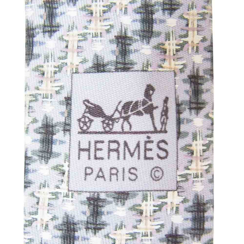 HERMES エルメス 総柄 シルク ネクタイ ライトブルー系【中古】