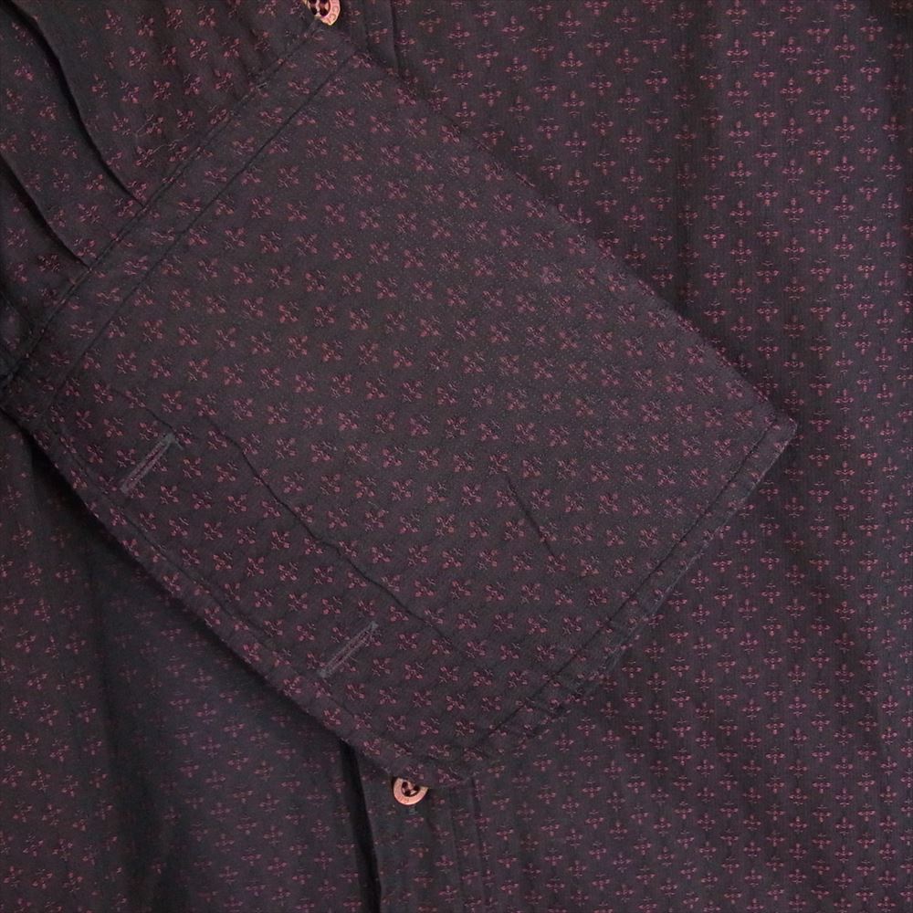 GUCCI グッチ イタリア製 総柄刺繍 長袖 ドレス シャツ ワインレッド系 39【中古】