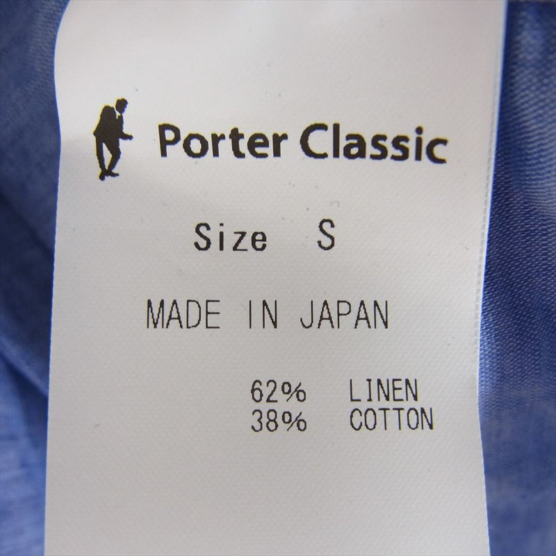 PORTER CLASSIC ポータークラシック PC-016-2765-0040-0012 ROLL UP LINEN COTTON SHIRT CANCLINI ロールアップ リネン コットン シャツ ブルー系 S【極上美品】【中古】