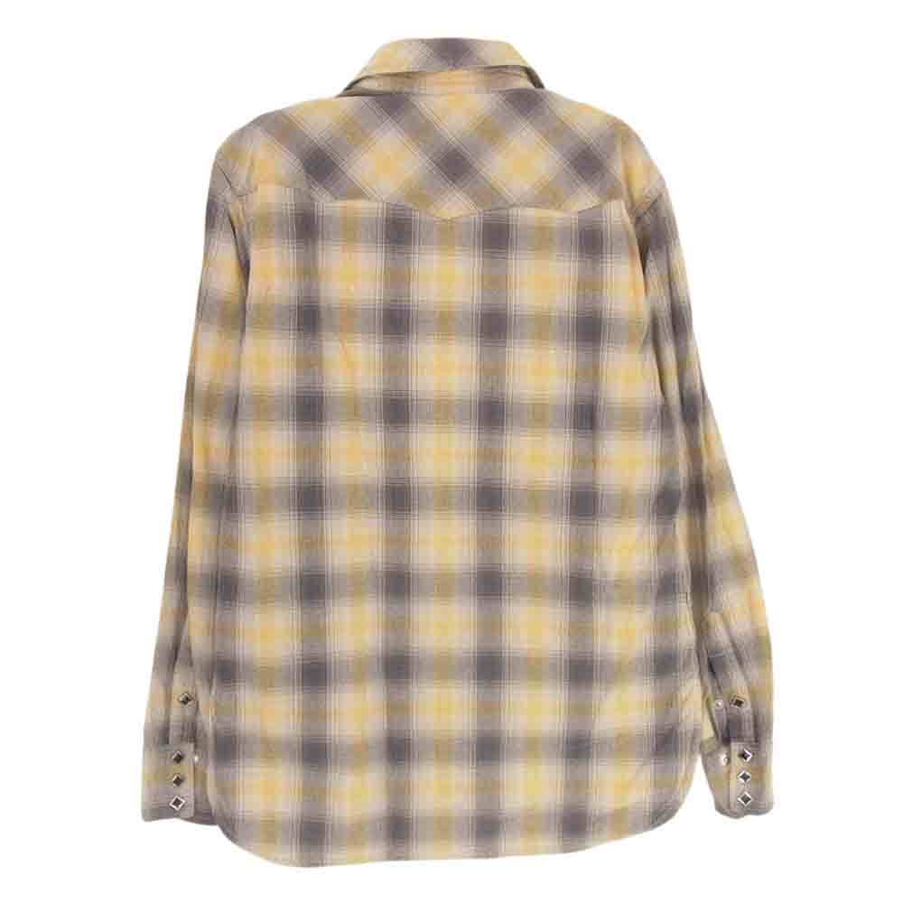 WESTRIDE ウエストライド オンブレ チェック ウェスタン 長袖 シャツ グレー系 36【中古】