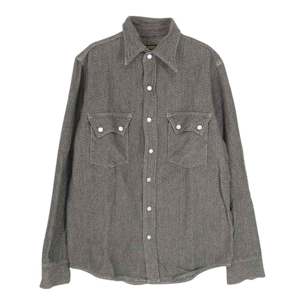 WESTRIDE ウエストライド 織柄 コットン ウェスタン 長袖 シャツ グレー系 38【中古】