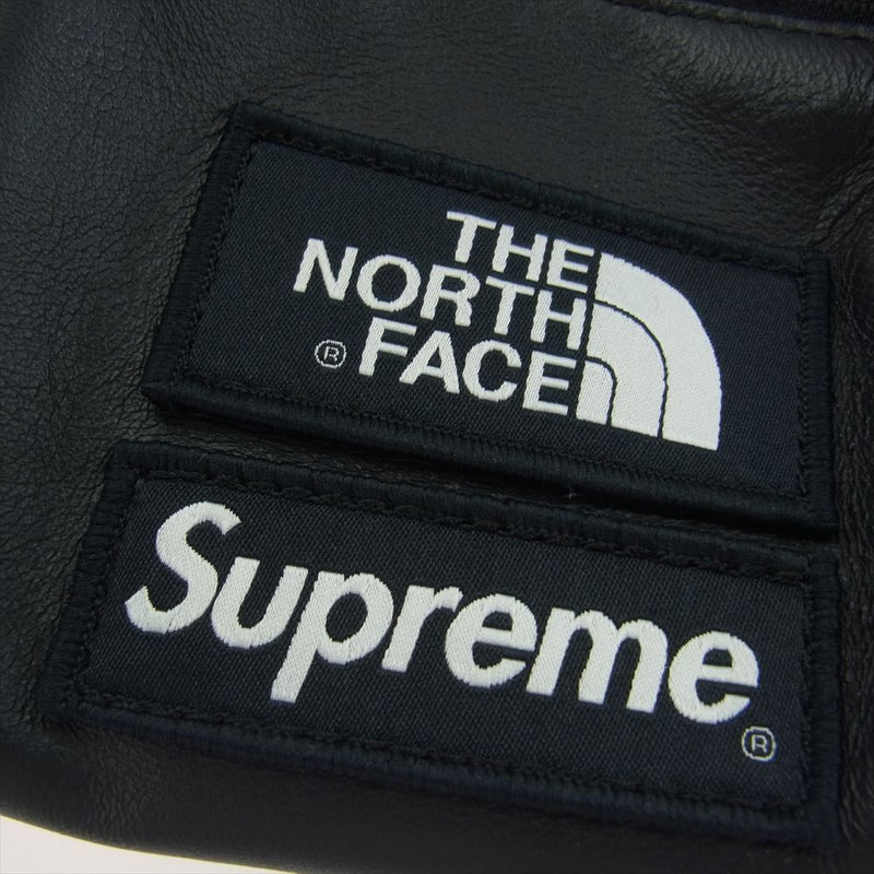 Supreme シュプリーム 17AW NF0A3G72 ×The North Face ノースフェイス Leather Roo ll Lumbar Pack?レザー ルー ランバー パック ボディー ショルダー ウエスト バッグ ブラック系【美品】【中古】