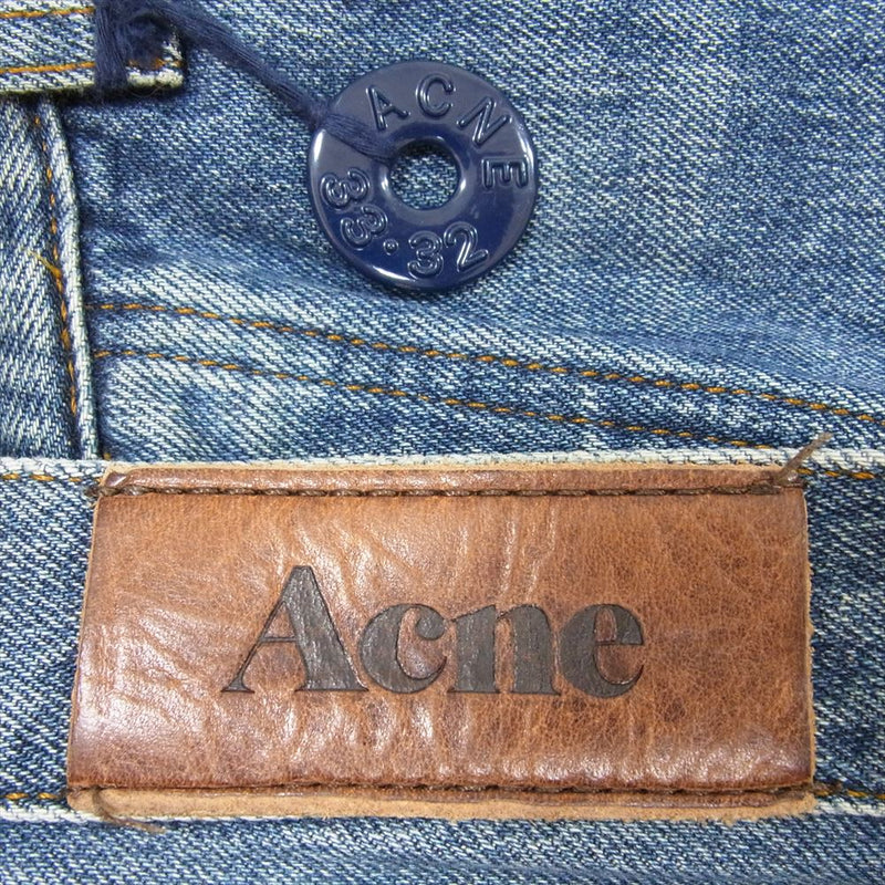 ACNE STUDIOS アクネストゥディオズ 30F 124104233 トルコ製 BOB VINTAGE BLUE ボブ ヴィンテーズブルー セルビッジ フライボタン ストレート デニムパンツ ジーンズ インディゴブルー系 33/32【中古】