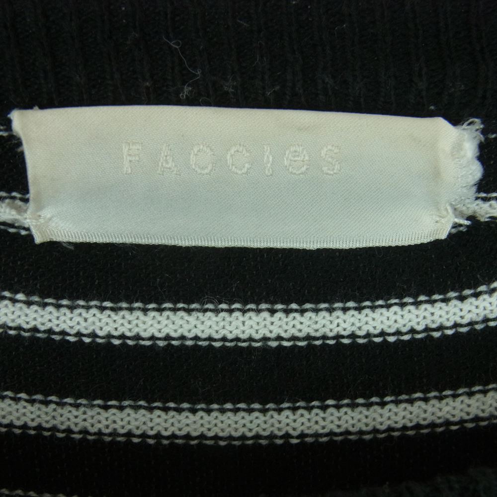 ファッチーズ FCS18WK018 カシミヤ混 LS ボーダー ニット ブラック系 ホワイト系 2【中古】