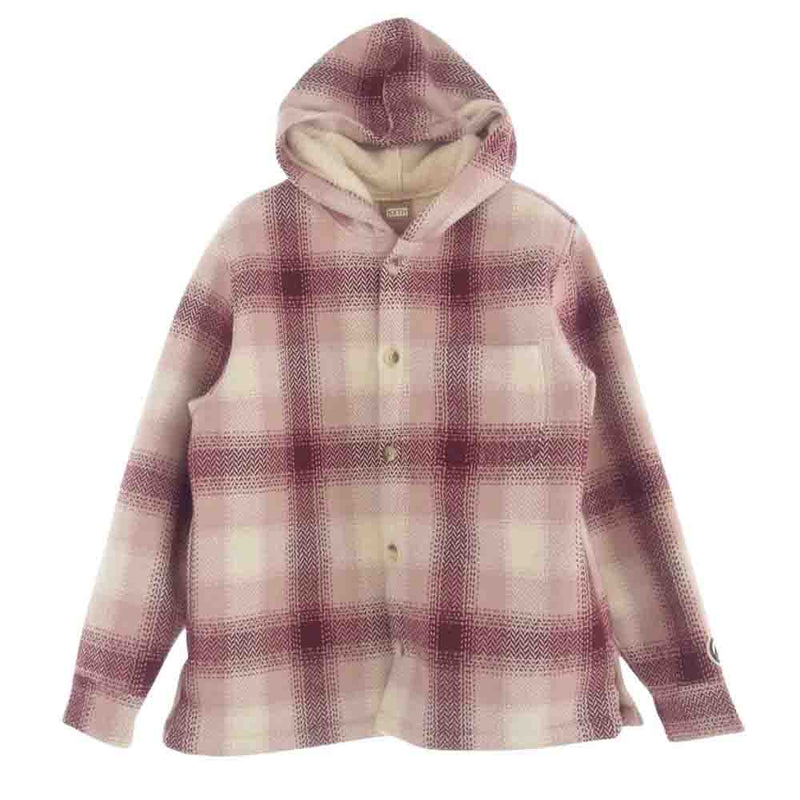 キス 21AW Hooded Ginza フーテッド イン ボア チェック ジャケット ピンク系 M【中古】