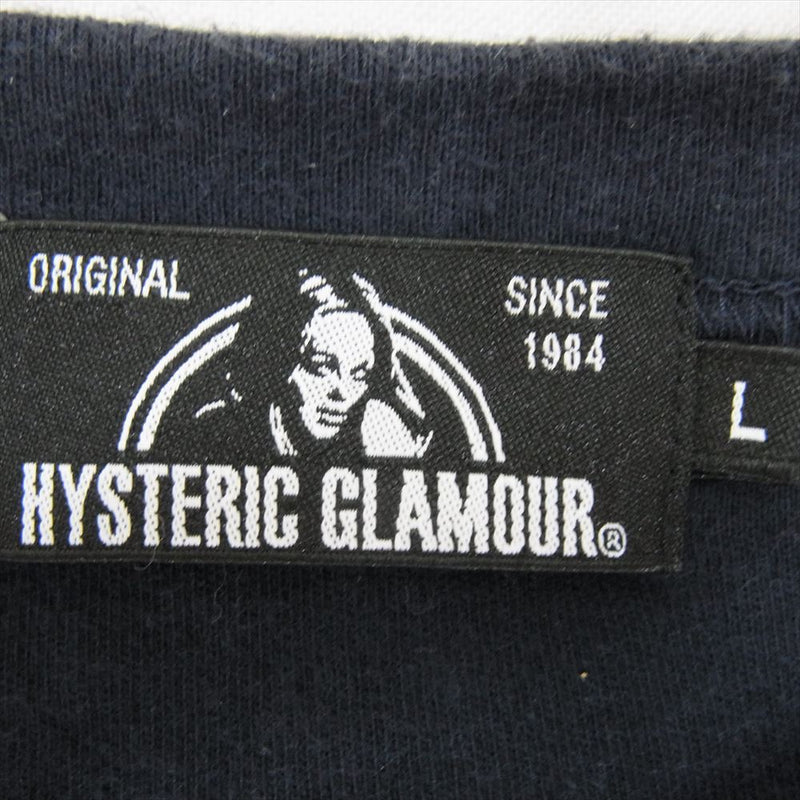 HYSTERIC GLAMOUR ヒステリックグラマー 02183CT20 L.A.BABE ロゴ ガール プリント 半袖 Tシャツ ネイビー系 L【中古】