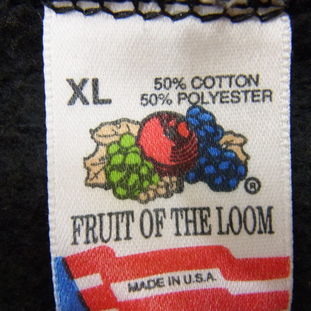 ヴィンテージ USA製 90s FRUIT OF THE LOOM フルーツオブザルーム タグ RODEO ロデオ ロゴ プリント スウェット ブラック系 XL【中古】