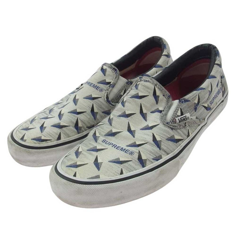 Supreme シュプリーム 19SS × Vans バンズ Diamond Plate Slip-On Pro ダイヤモンド プレート スリッポン プロ スニーカー ホワイト系 27.5cm【中古】