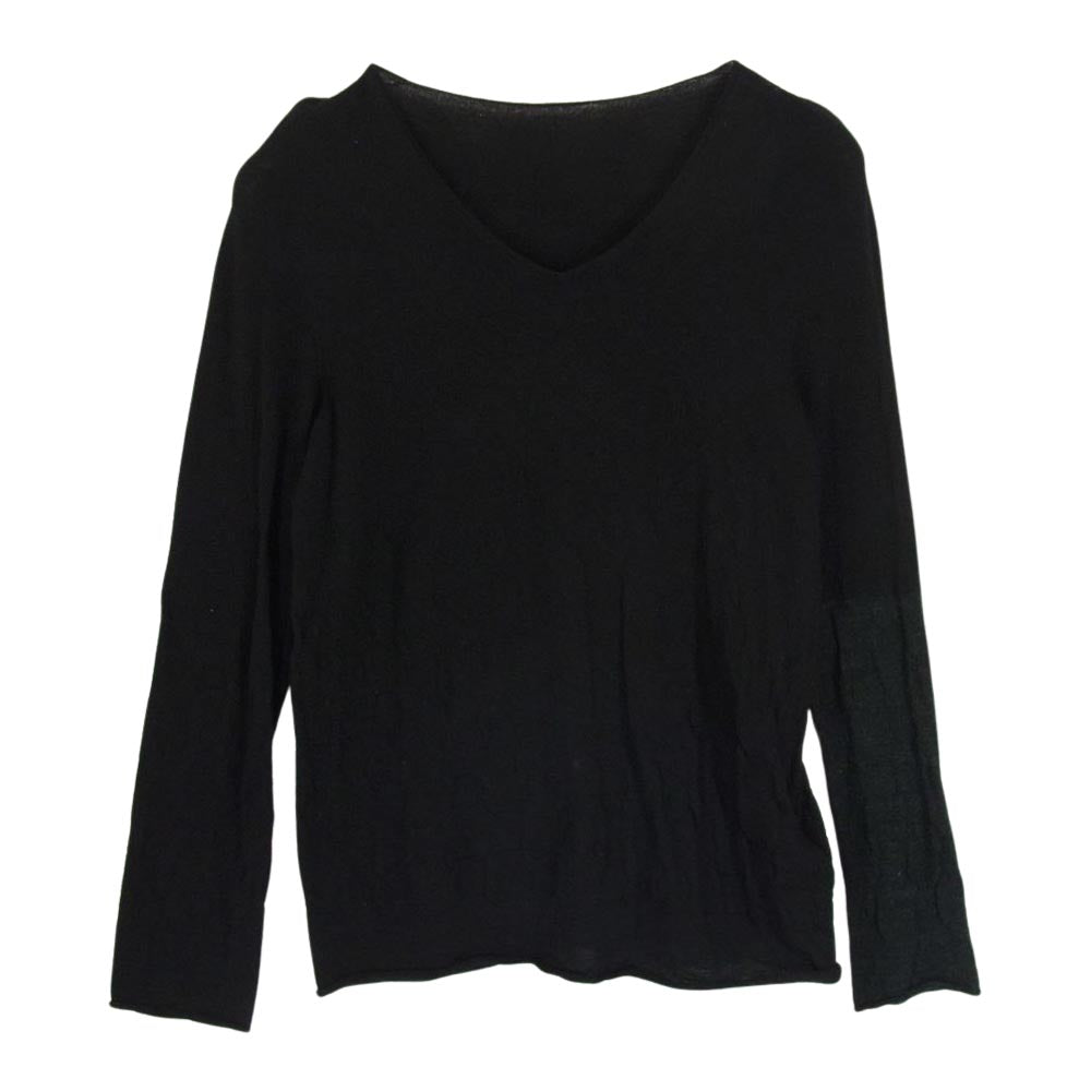 Y's Yohji Yamamoto ワイズ ヨウジヤマモト YV-K70-576 Ysロゴ ドットエンボス Ｖネック ニット プルオーバー ブラック系 2【中古】