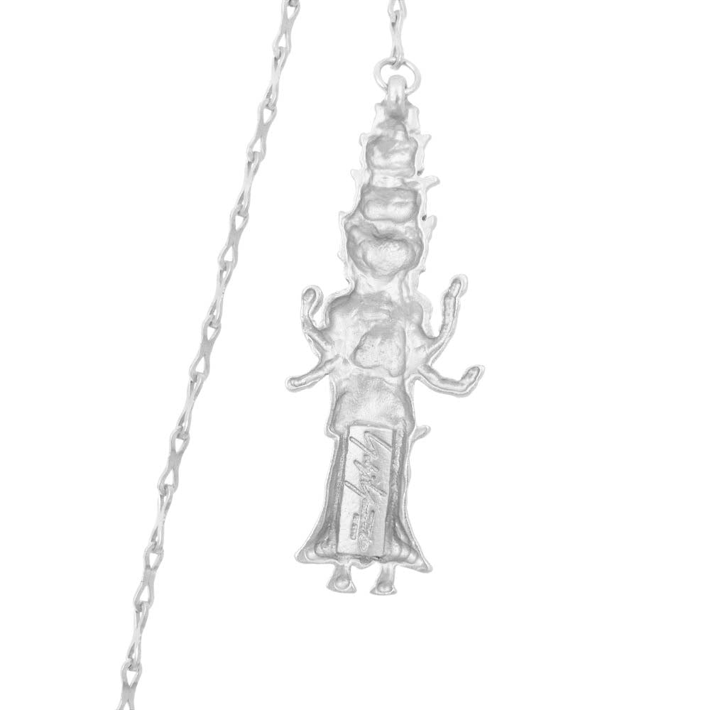 Yohji Yamamoto POUR HOMME ヨウジヤマモトプールオム 19AW HC-A18-968 50mm横顔バッジ 千手観音 チェーン ブローチ シルバー系【極上美品】【中古】