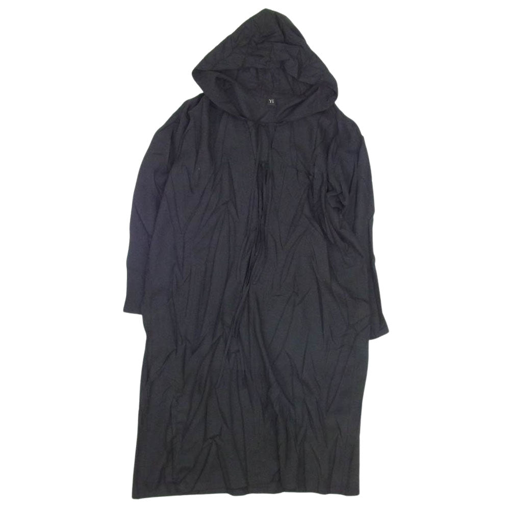 Yohji Yamamoto ヨウジヤマモト YV-D02-902 Y’s ワイズ リボンデザイン ロング フーデッド シャツ パーカー ブラック系 1【中古】