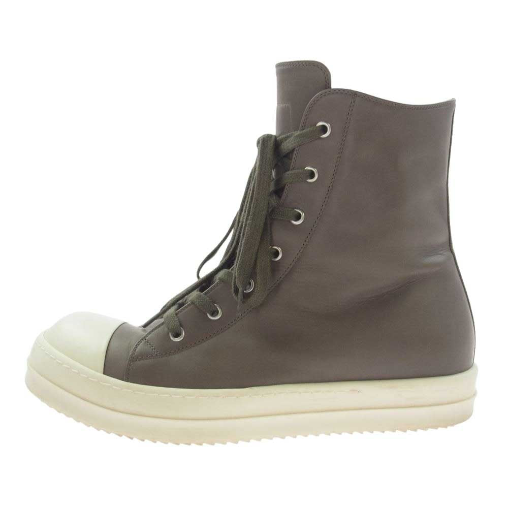 Rick Owens リックオウエンス 22AW RU02B2890 RAMONES SNEAKERS ラモーンズ ハイカット スニーカー DUST MILK ブラウン系 42【中古】