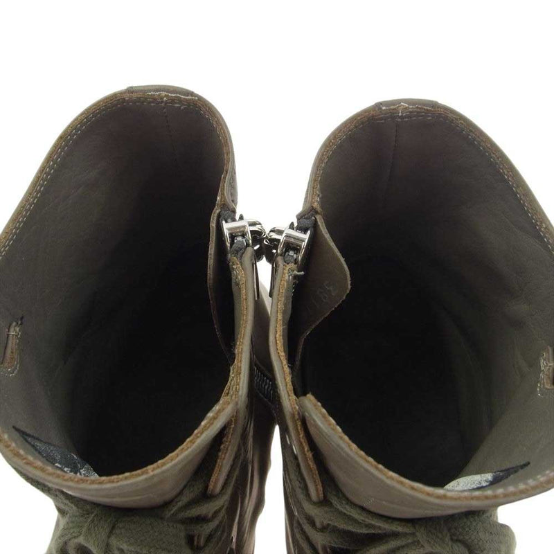 Rick Owens リックオウエンス 22AW RU02B2890 RAMONES SNEAKERS ラモーンズ ハイカット スニーカー DUST MILK ブラウン系 42【中古】