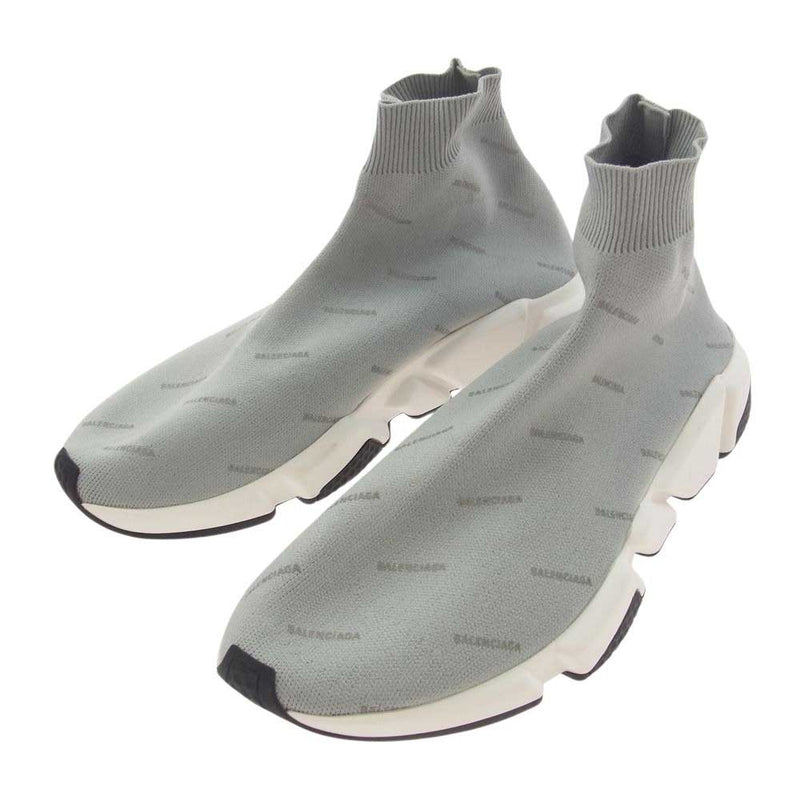 BALENCIAGA バレンシアガ speed trainer スピード トレーナー 総柄ロゴ ソックス スニーカー グレー系 42【中古】