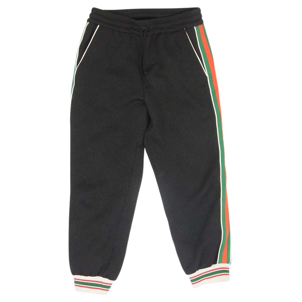 GUCCI グッチ 663569 XJDE9 Jacquard Jersey Jogging Trousers GGジャカード ジャージー ジョギング トラウザー サイドライン シェリーライン パンツ ブラック系 XS【中古】