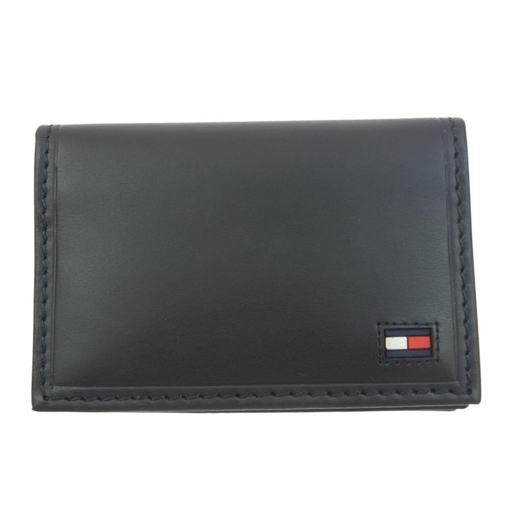 TOMMY HILFIGER トミーヒルフィガー 31TL20X021 レザー カードケース 名刺入れ ブラック系【極上美品】【中古】