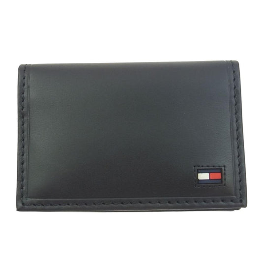 TOMMY HILFIGER トミーヒルフィガー 31TL20X021 レザー カードケース 名刺入れ ブラック系【極上美品】【中古】