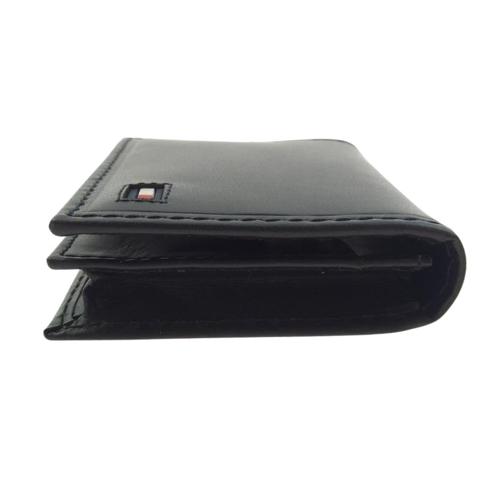 TOMMY HILFIGER トミーヒルフィガー 31TL20X021 レザー カードケース 名刺入れ ブラック系【極上美品】【中古】