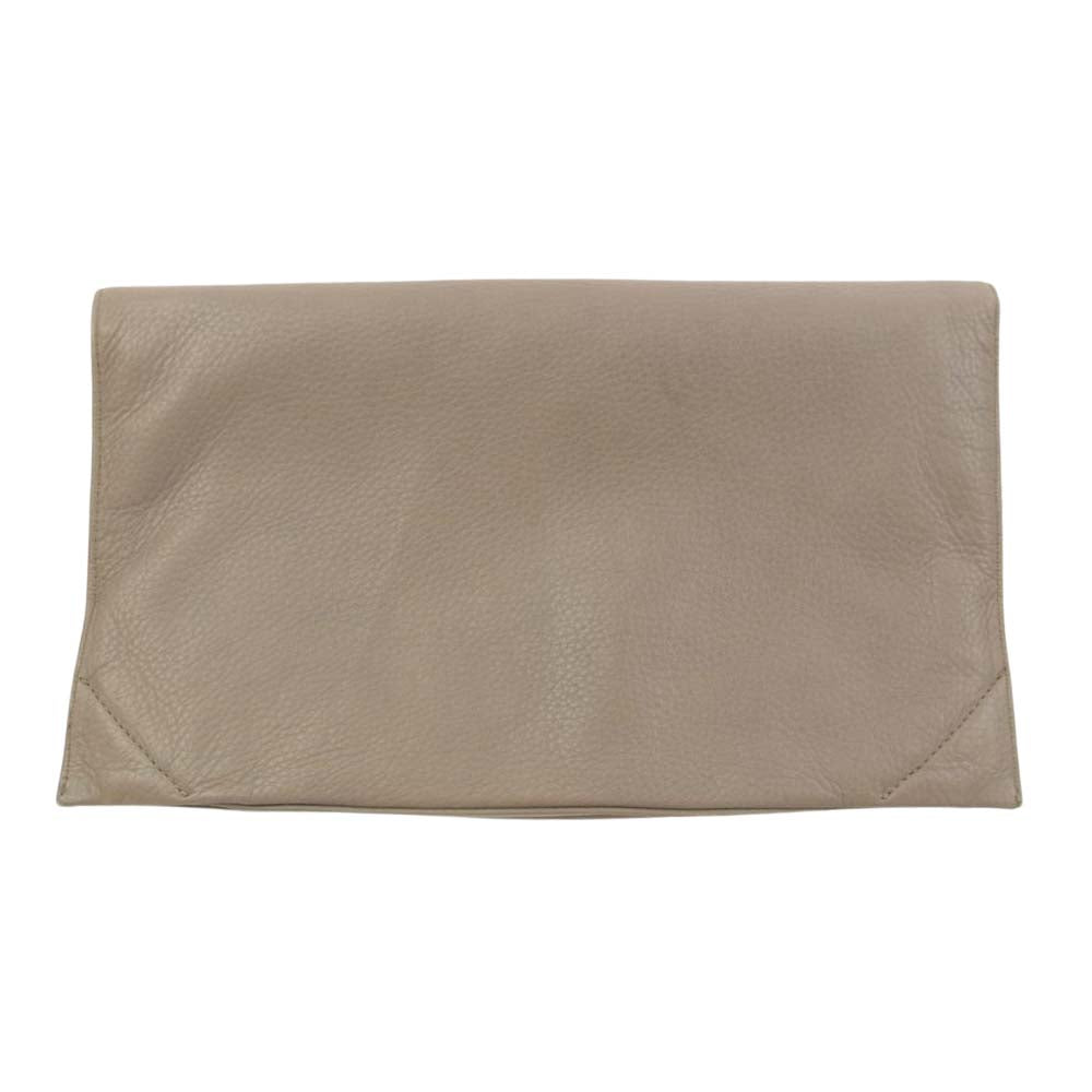 マニウノ イタリア製 レザー クラッチ バッグ ベージュ系【中古】