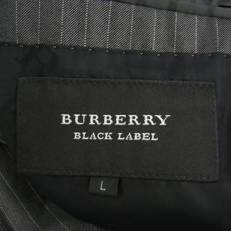 BURBERRY BLACK LABEL バーバリーブラックレーベル D1E22-300-06 ウール ストライプ 2B テーラードジャケット スラックスパンツ セットアップ スーツ グレー系 上M 　下ウエスト76【中古】