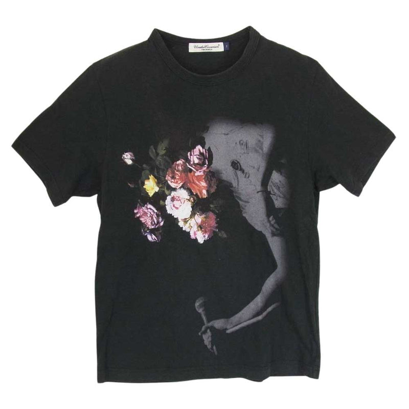 UNDERCOVER アンダーカバー 08AW UNREAL REAL CLOTHES期 Tシャツ Ian Curtis Print Tee アイアンカーチスプリント フラワー 半袖 Tシャツ ブラック系 1【中古】