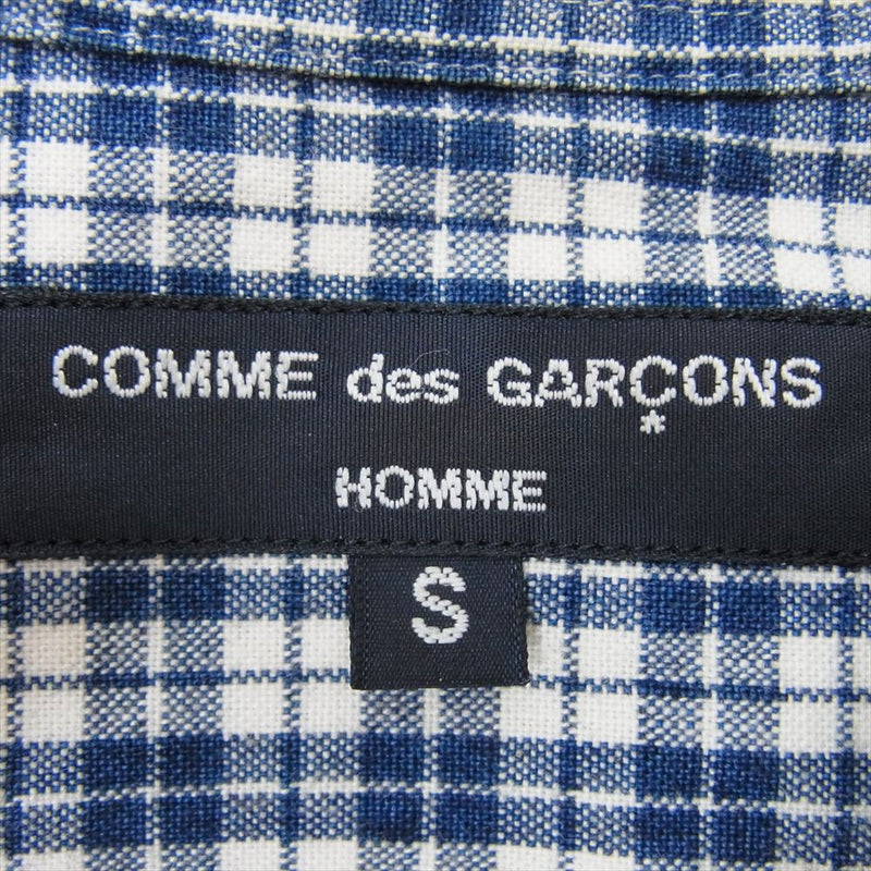 COMME des GARCONS HOMME コムデギャルソンオム AD2010 HF-B054 ウール縮絨 パッチワーク チェック 長袖 シャツ ネイビー系 ブルー系 S【中古】