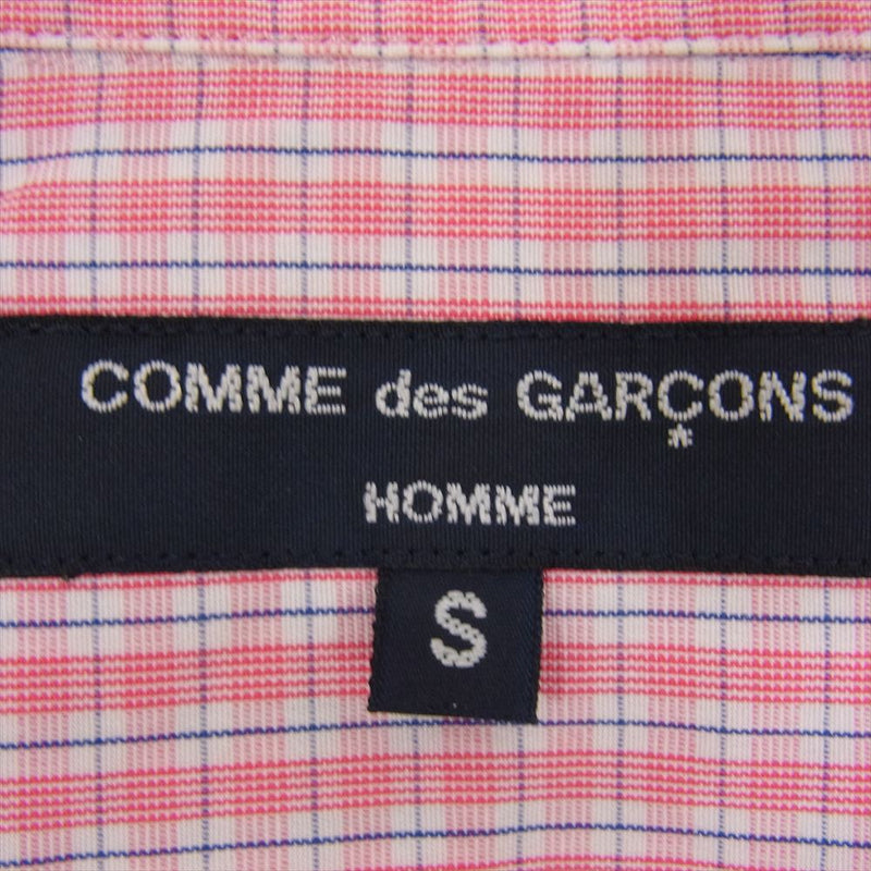 COMME des GARCONS HOMME コムデギャルソンオム AD2011 HI-B003 コットン チェック 異素材迷彩切替 長袖 シャツ カーキ系 レッド系 S【中古】