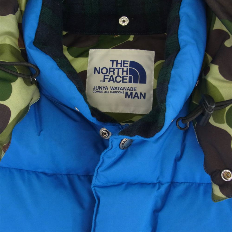 JUNYA WATANABE COMME des GARCONS MAN ジュンヤワタナベコムデギャルソンマン eye アイ THE NORTH FACE ノースフェイス AD2010 WF-V902 フード裏地カモフラ 着脱可能フード付き ダウンベスト ブルー系 S【中古】