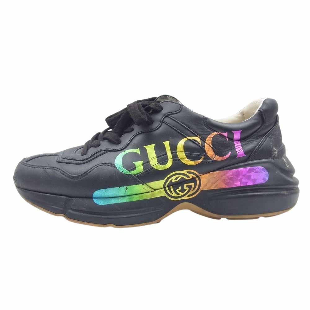 GUCCI グッチ ロゴ ローカット スニーカー ブラック系 9.5【中古】