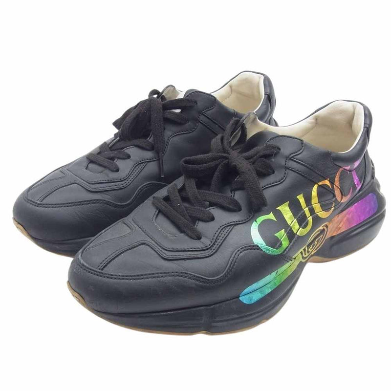 GUCCI グッチ ロゴ ローカット スニーカー ブラック系 9.5【中古】