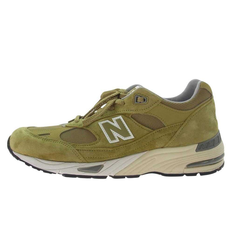 NEW BALANCE ニューバランス M991GGW 英国製 991 スエード メッシュ ローカット スニーカー グリーン カーキ系 US10.5【中古】