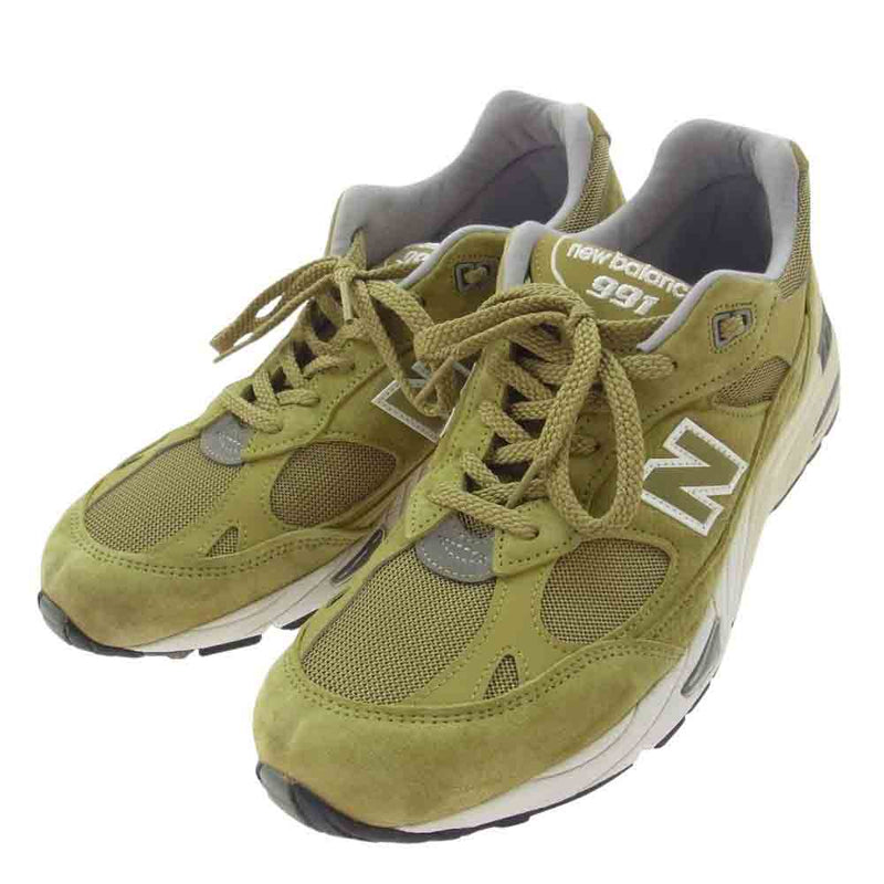 NEW BALANCE ニューバランス M991GGW 英国製 991 スエード メッシュ ローカット スニーカー グリーン カーキ系 US10.5【中古】