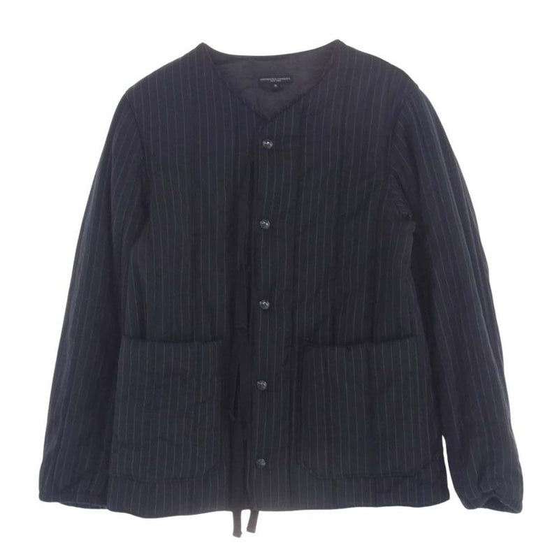 Engineered Garments エンジニアードガーメンツ プリマロフト 中綿 ウール ノーカラー ジャケット ネイビー系 S【中古】