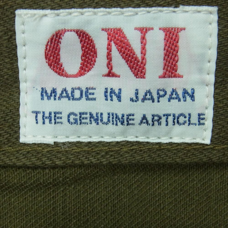 ONI DENIM 鬼デニム ONI-246-OLOL 12oz 縦緯先染め硫化 ニートストレート デニム パンツ オリーブ系 34【極上美品】【中古】