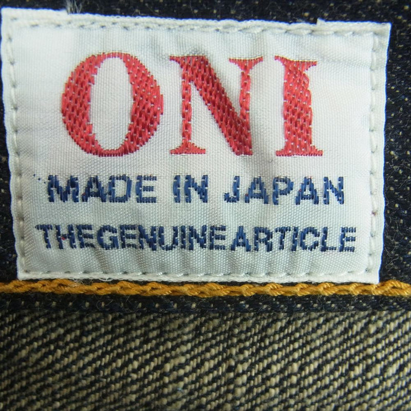 ONI DENIM 鬼デニム ONI200-14KBE 初代鬼デニム 14oz 緯糸ベージュ ワイド ストレート デニム パンツ インディゴブルー系 30【美品】【中古】