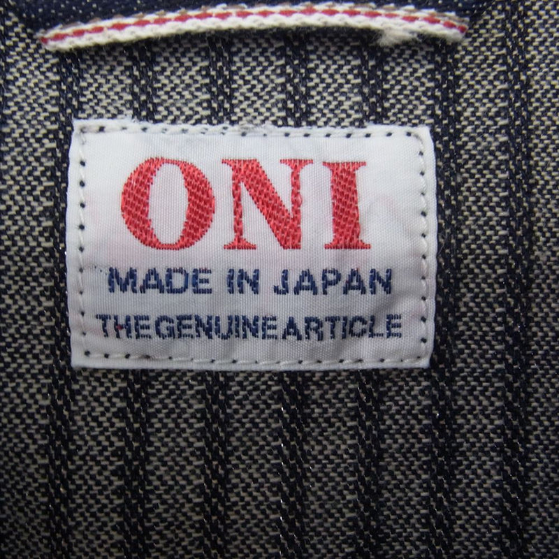 ONI DENIM 鬼デニム ONI-03501-HJS 針抜き ジャガード ストライプ デニム ジャケット カバーオール 40【極上美品】【中古】