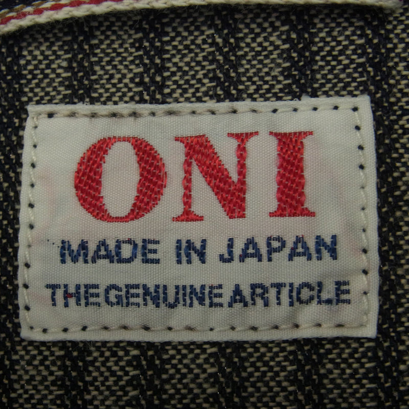 ONI DENIM 鬼デニム ONI-03501-HJS 針抜き ジャガード ストライプ デニム ジャケット カバーオール インディゴブルー系 44【極上美品】【中古】