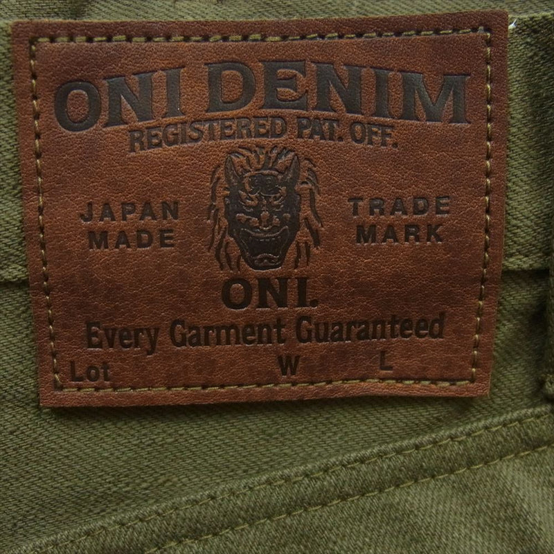 ONI DENIM 鬼デニム ONI-246-OLOL 12oz 縦緯先染め硫化 ニートストレート デニム パンツ オリーブ系 31【極上美品】【中古】